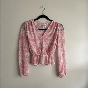 Urban Outfitters Pink Floral Peplum Blouse
